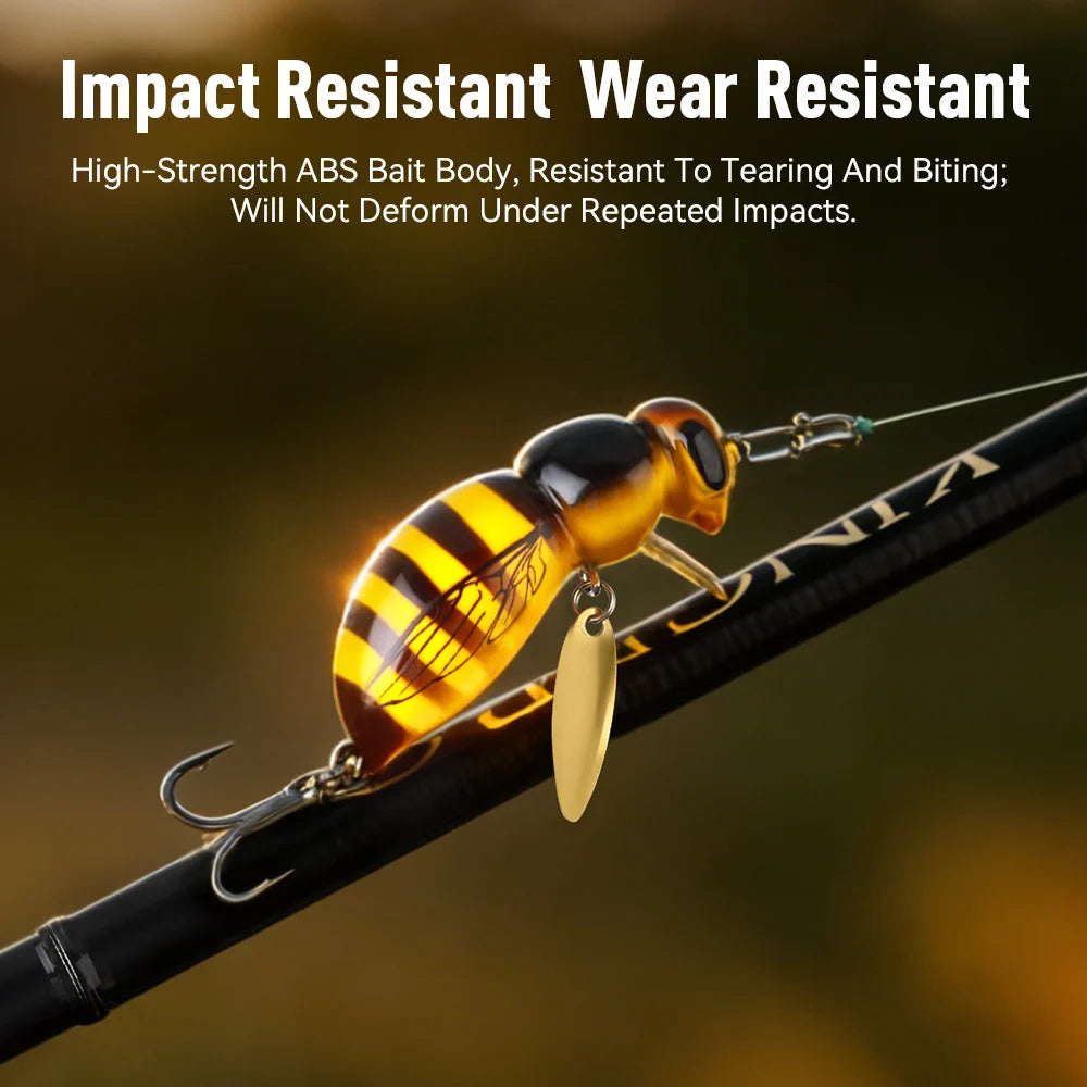 Kingdom 3Pcs Wasp Minnow Lure Floating Wobbler With Spinner