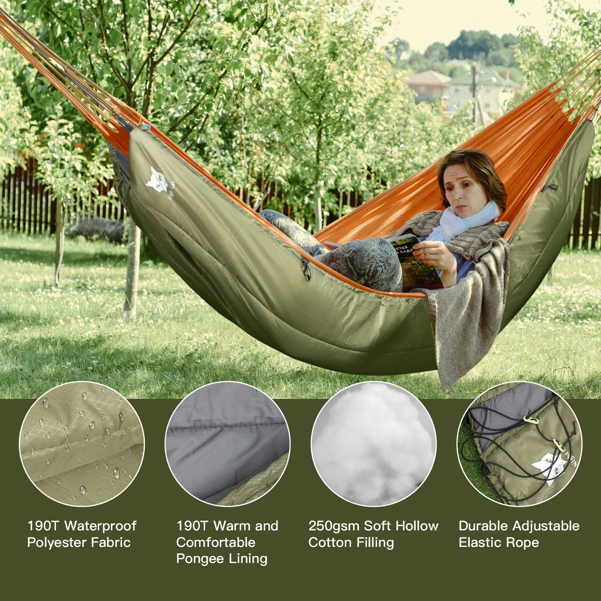 Night Cat Single Hammock Underquilt Lightweight Four Season Camping