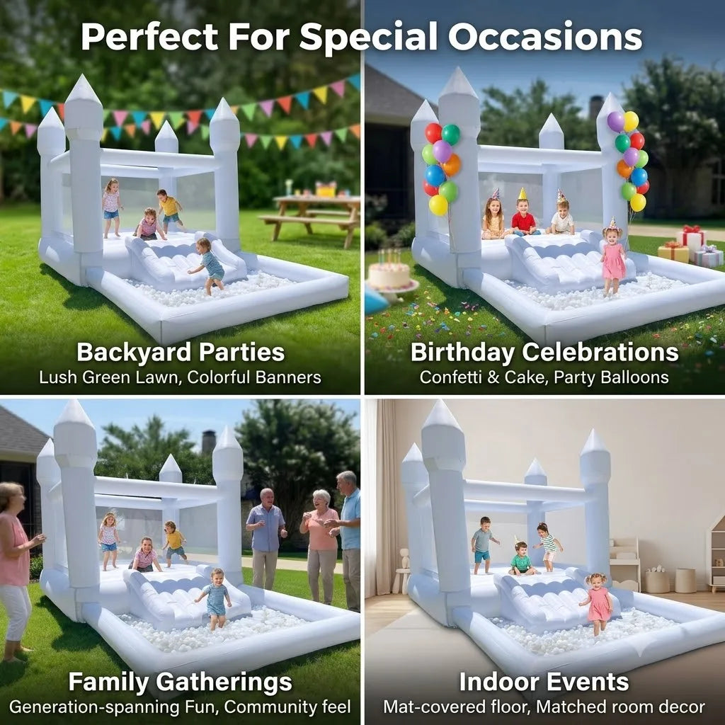 Inflatable Bounce House With Slide And Ball Pit For Kids