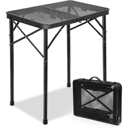 XIUWO Folding Grill Table Outdoor Portable Metal Mesh Surface
