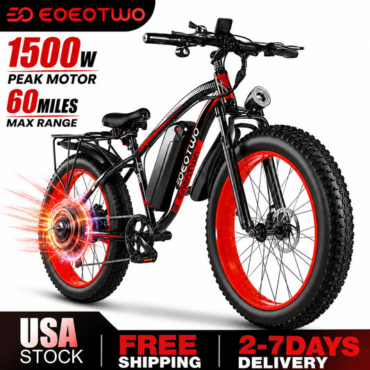 EOEOTWO Fat Tire Electric Bike 1000W Motor 34 MPH Range
