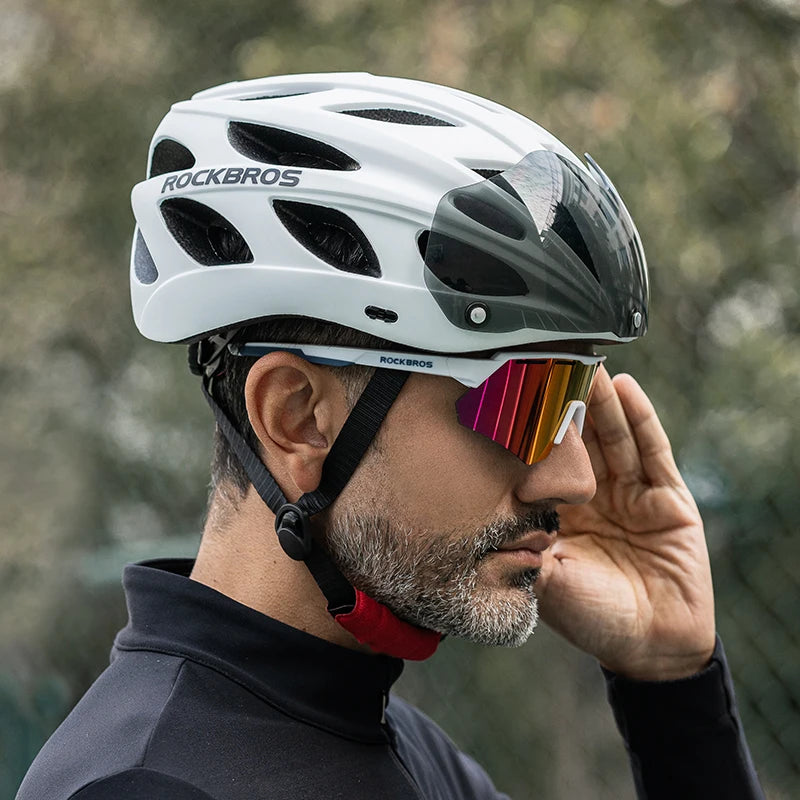 ROCKBROS Lightweight Integrated Cycling Helmet With Goggles For MTB Road