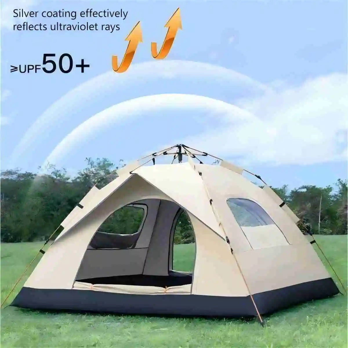 Pakicetus Outdoor Shelter Sunshade Camping Tent Two Doors And Windows