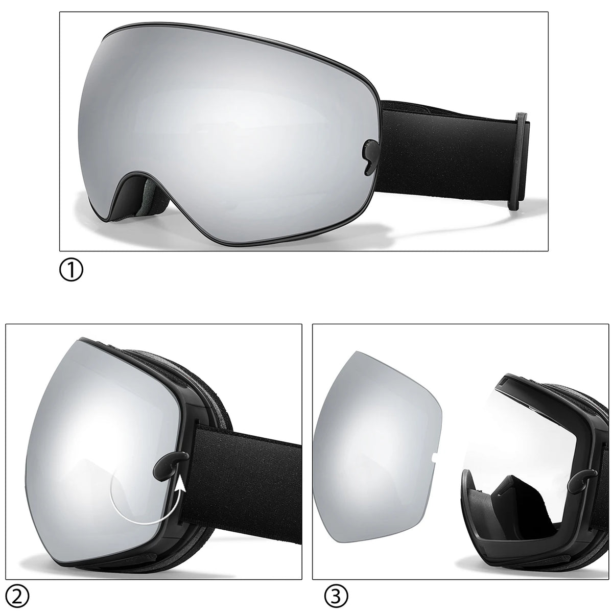 Unisex Winter Ski Goggles With UV400 Antifog Protection
